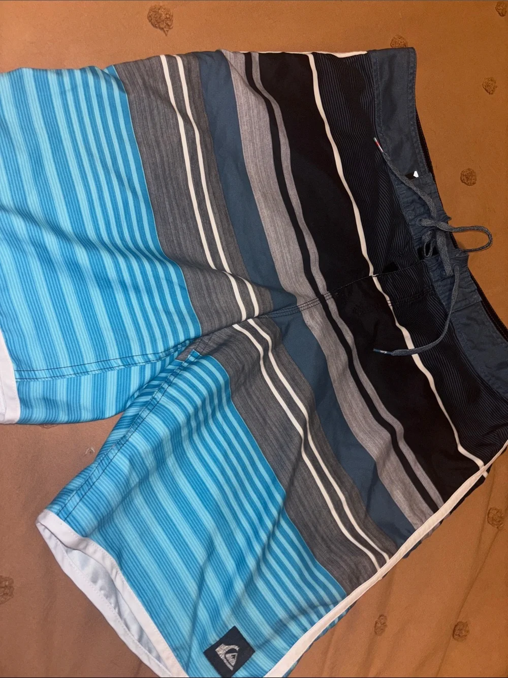 Quiksilver Blue and Black Striped Men’s Boardshorts